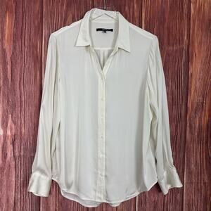 Quince Washable Silk Button Down Top Blouse Long Sleeve Women's Size XL Ivory